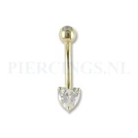 Navelpiercing goud 14 karaat hart