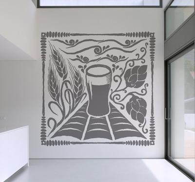 Muursticker glas bier met versiering