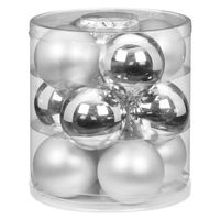 24x stuks glazen kerstballen zilver 8 cm glans en mat - Kerstbal - thumbnail