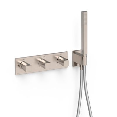 Douchekraan Tres B-System | Inbouw | Thermostaatkraan | Excl.Inbouwdeel | 3-weg | Rechthoek | RVS look
