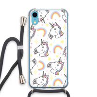 Rainbow Unicorn: iPhone XR Transparant Hoesje met koord Rainbow Unicorn: iPhone XR Transparant Hoesje met koord