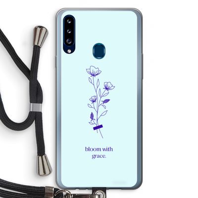 Bloom with grace: Samsung Galaxy A20s Transparant Hoesje met koord