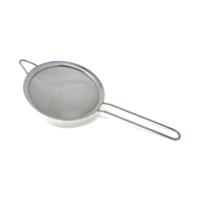 Keuken vergiet/zeef met steel - metaal - grijs - D16 x L34 cm