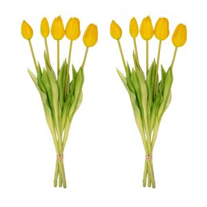 Tulpen boeket Geel - 10 stuks - 'Real Touch' Kunst tulpen - 42 cm (yellow)