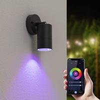Lago - Smart LED Wandlamp - Wifi + Bluetooth - 5,5 Watt 345 lumen - Dimbaar - Kantelbaar - RGBWW - IP65 waterdicht - GU10 - Downlight - Zwart - Google Home, Amazon Alexa en Siri