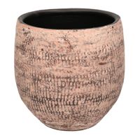 Bloempot/plantenpot van keramiek oud roze motief D20 cm en H18 cm Bloempot/plantenpot van keramiek oud roze motief D20 cm en H18 cm