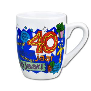 Cartoon cadeau koffiemok/drinkbeker 40 jaar man - 300 ml - koffiemokken/theemokken - verjaardag