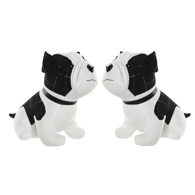 Deurstopper Hond - 2x - 1 kilo - wit/zwart - polyester - 29 x 18 x 26 cm