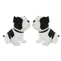 Deurstopper Hond - 2x - 1 kilo - wit/zwart - polyester - 29 x 18 x 26 cm