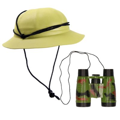 Carnaval/verkleed safari helm voor kinderen met verrekijker set