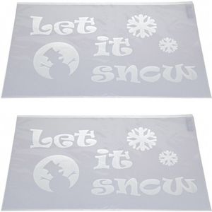 2x Kerst raamsjablonen/raamdecoratie Let it snow teksten 54 cm