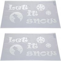 2x Kerst raamsjablonen/raamdecoratie Let it snow teksten 54 cm