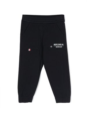 Moncler Enfant pantalon de jogging à slogan imprimé - Bleu