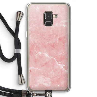Roze marmer: Samsung Galaxy A8 (2018) Transparant Hoesje met koord