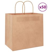 VidaXL Papieren zakken 50 st met hengsels 26x17x25 cm bruin
