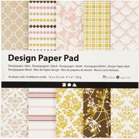 Creativ Company Design papierblok, vel 15,2x15,2 cm, 120 gr, groen, roze, 50 vel/ 1 doos