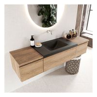 Mondiaz Bukla 160cm badmeubel met module 40 kleur washed oak 3 lades met wastafel midden zonder kraangat kleur urban