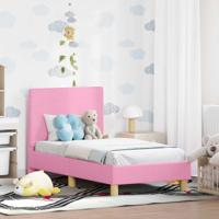 Peuterbedframe met hoofdbord Roze 70 x 140 cm Stof