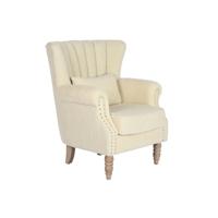 Leunstoel Home ESPRIT Wit Natuurlijk Rubberwood 73 X 65 X 87 cm