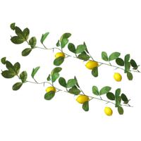 Kunstbloem citrusfruit slinger citroen - 2x - 180 cm - geel - citrusfruit slinger - decoratie