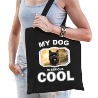 Katoenen tasje my dog is serious cool zwart - Cairn terrier honden cadeau tas - Feest Boodschappentassen - thumbnail