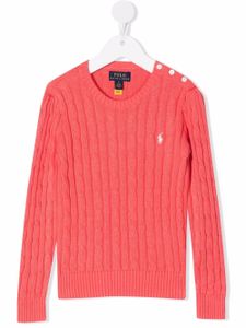 Ralph Lauren Kids pull Polo Pony en maille torsadée - Rose