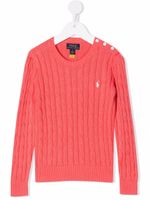 Ralph Lauren Kids pull Polo Pony en maille torsadée - Rose