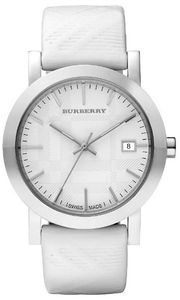 Horlogeband Burberry BU1796 Leder Wit 20mm