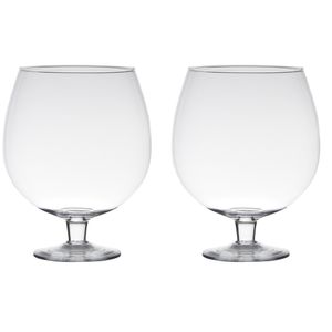 2x stuks transparante luxe stijlvolle Brandy vaas/vazen van glas 24 cm