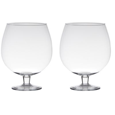 2x stuks transparante luxe stijlvolle Brandy vaas/vazen van glas 24 cm