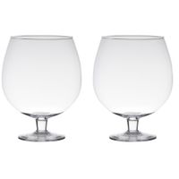 2x stuks transparante luxe stijlvolle Brandy vaas/vazen van glas 24 cm - thumbnail