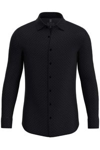 Desoto Slim Fit Jersey shirt zwart, Ruit