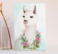 Canvas schilderij kinderkamer Heerlijke alpaca's