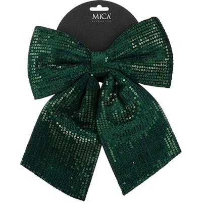 Kerst strik ornament - groen - 24 x 28 cm - polyester pailletten - kerststrik - kerstversiering