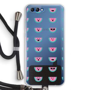 Smiley watermeloenprint: Honor 10 Transparant Hoesje met koord