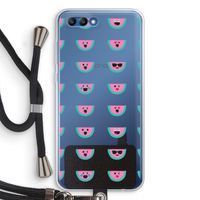 Smiley watermeloenprint: Honor 10 Transparant Hoesje met koord