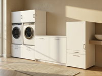 Kast WASHING 2 machines met kast 1 deur 2 lades en kast met werkblad LARGE wit