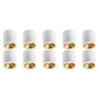 Ronde Opbouwspot Set 10x - GU10 Fitting - Mat Wit/Goud - Ø90mm Aluminium