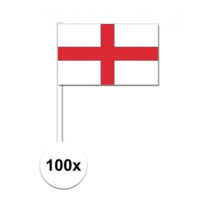 100x Engeland decoratie papieren zwaaivlaggetjes   -