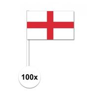 100x Engeland decoratie papieren zwaaivlaggetjes   -