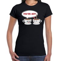 Koffie kopjes cadeau t-shirt zwart voor dames