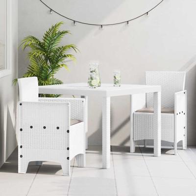 3-delige tuinset met kussens in wit poly rattan