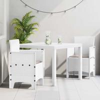 3-delige tuinset met kussens in wit poly rattan