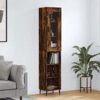 Hoge kast 34,5x34x180 cm bewerkt hout gerookt eikenkleurig