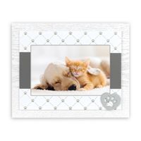 Houten fotolijstje wit/grijs met honden/katten pootje geschikt voor een foto van 10 x 15 cm - Fotolijsten
