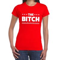 The Bitch fun tekst t-shirt rood dames - thumbnail