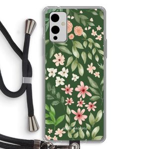 Botanical green sweet flower heaven: OnePlus 9 Transparant Hoesje met koord