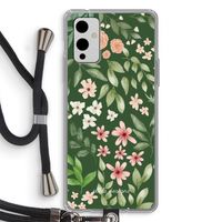 Botanical green sweet flower heaven: OnePlus 9 Transparant Hoesje met koord
