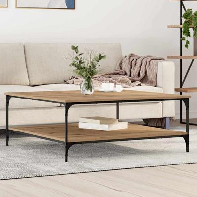 Salontafel artisanaal eikenkleurig 100 x 100 x 40 cm