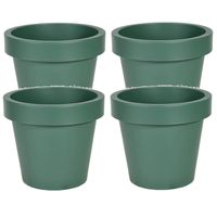 Mega Collections Plantenpot/bloempot - 4x - kunststof - donkergroen - D16 x H14 cm - Plantenpotten